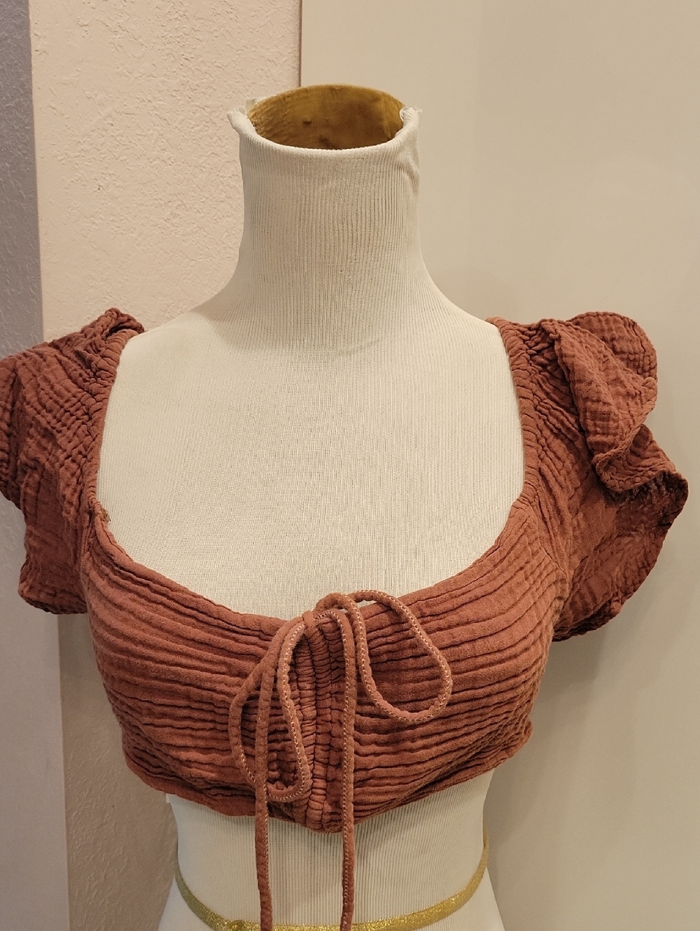 Anthropologie Daily Practice Tie-Front Ribbed Crop 100% Cotton